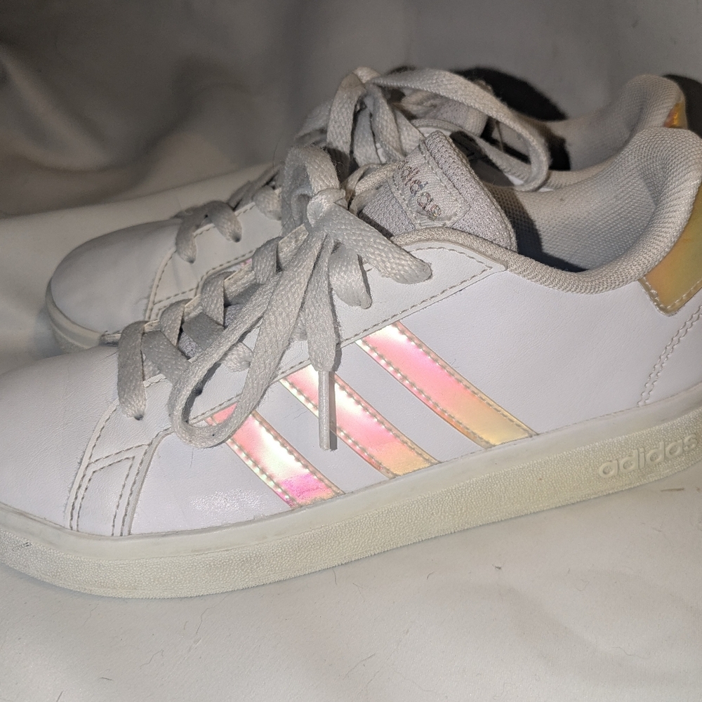 adidas Kids Sneakers White with Iridescent Stripes
